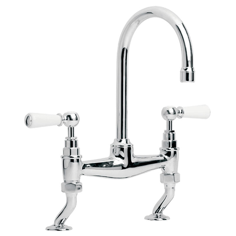 Lefroy Brooks Classic White Lever Bridge Basin Mixer 160mm Spout (choose finish)