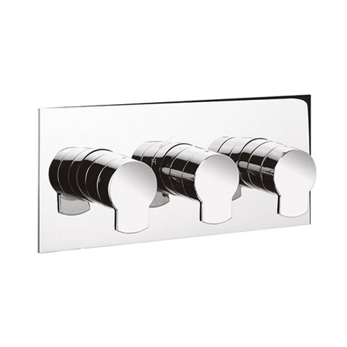 Crosswater Wisp 2 Outlet 3 Handle Concealed Thermostatic Shower Valve in Landscape Chrome