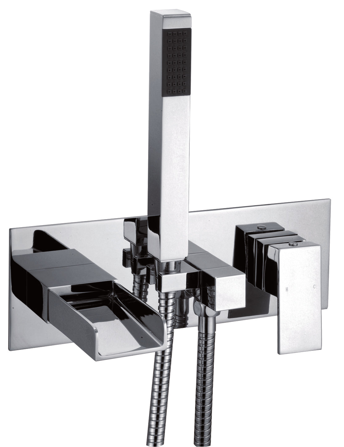 Z Series Chrome Wall Bath Shower Mixer w/ Hose & Handset