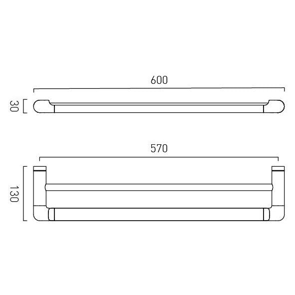 Vado Zoo Double Towel Rail 600mm