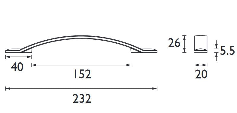 Pull Handle 160mm Brushed Brass