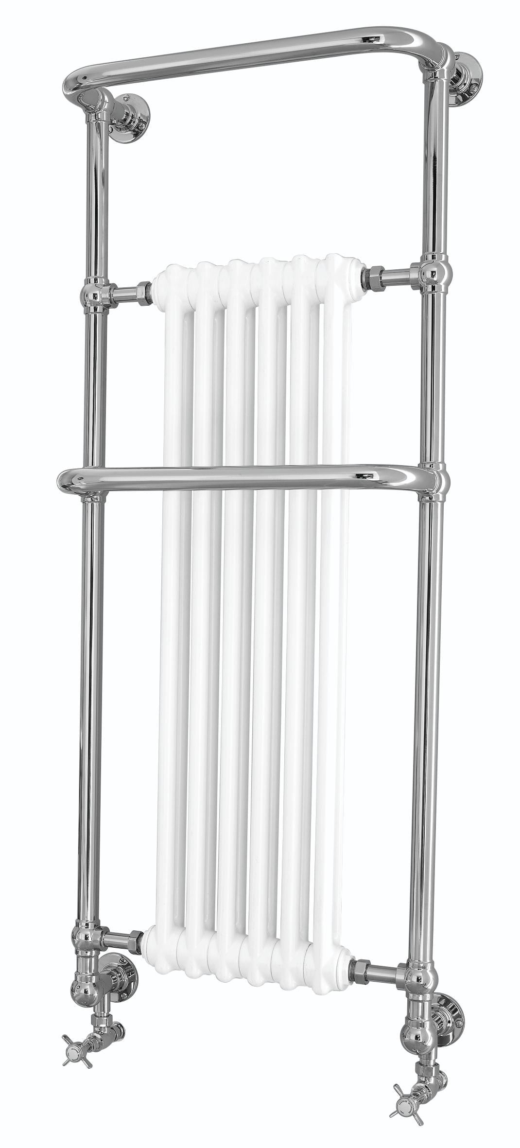 Heritage Cabot Wall Heated Towel Rail Chrome Inc Angled Rad Valves