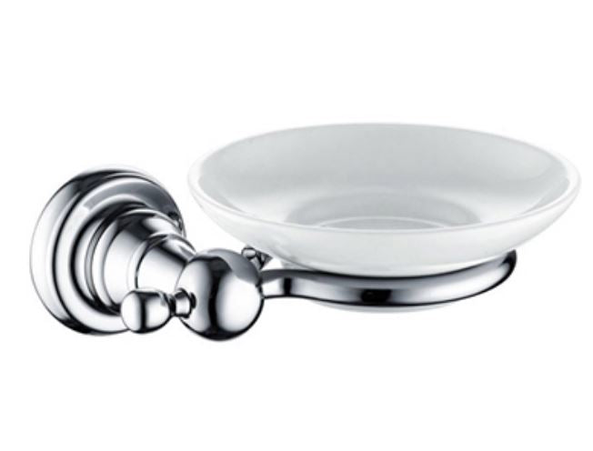 Holborn Wall Mounted Soap Dish in Chrome and white ceramic