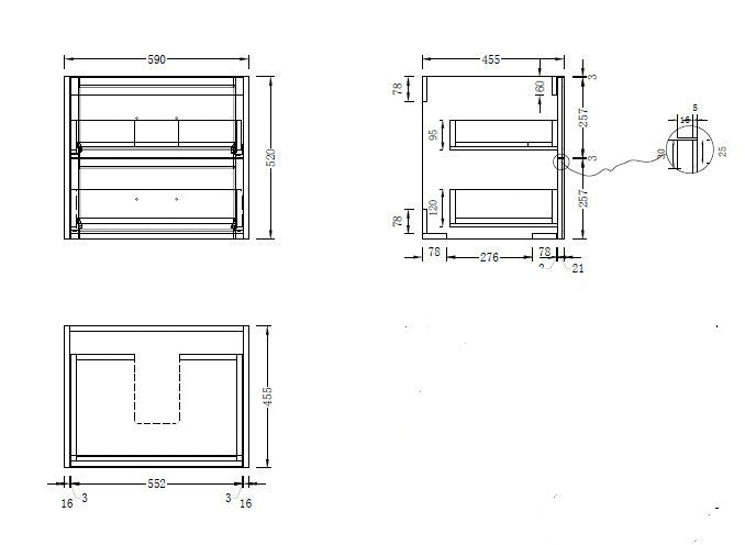 LUXE81 Angel 600 Matte White Cabinet and Ceramic Basin