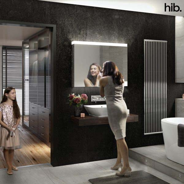 HIB Apex 80 Mirror Cabinet 800 x 700mm Rectangular LED Mirror Cabinet With Charging Sockets