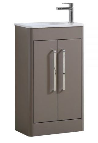 Essentials Suburb 500mm ? 250mm Double Door Floor Standing Basin Unit In Matt Ash
