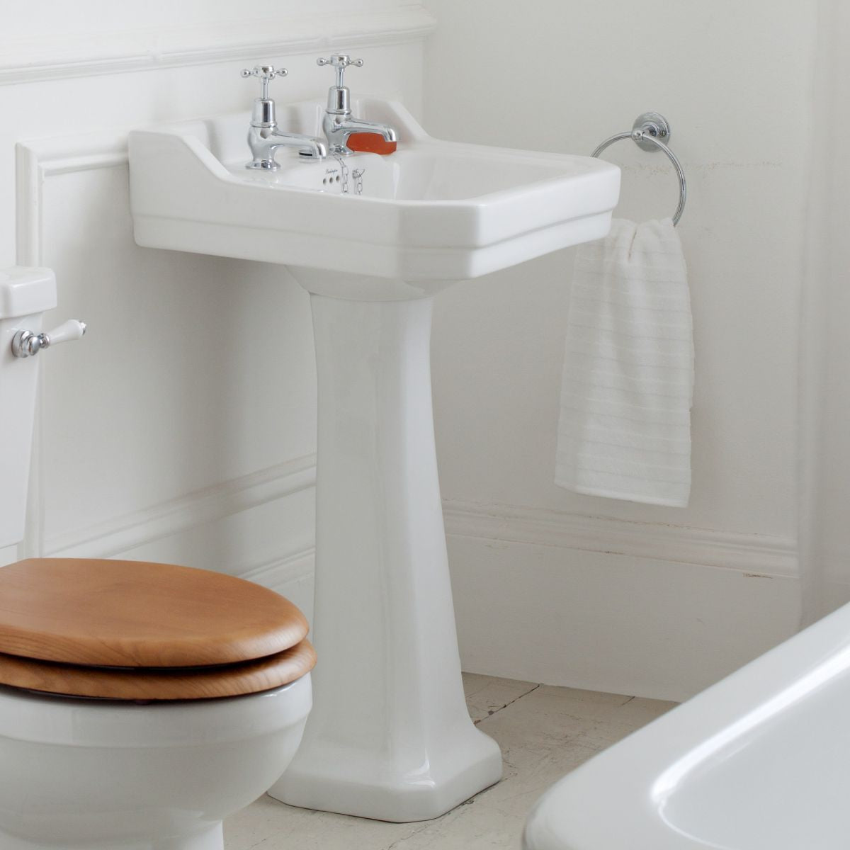 Burlington 1TH 560 x 470 Edwardian Basin - White Ceramic