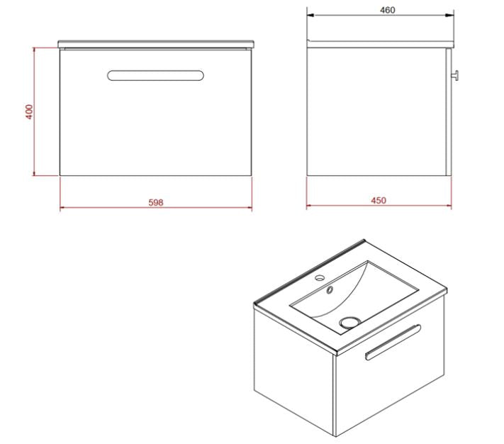 MyHome 60cm 1TH Countertop Basin