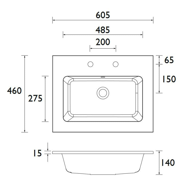 Lynton 600mm Sit on Basin 1TH