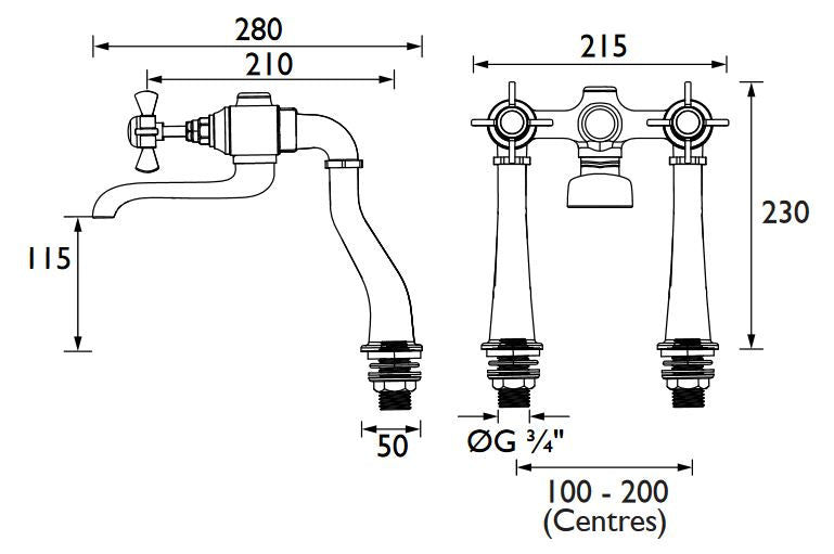 Dawlish Bath Filler Brushed Nickel