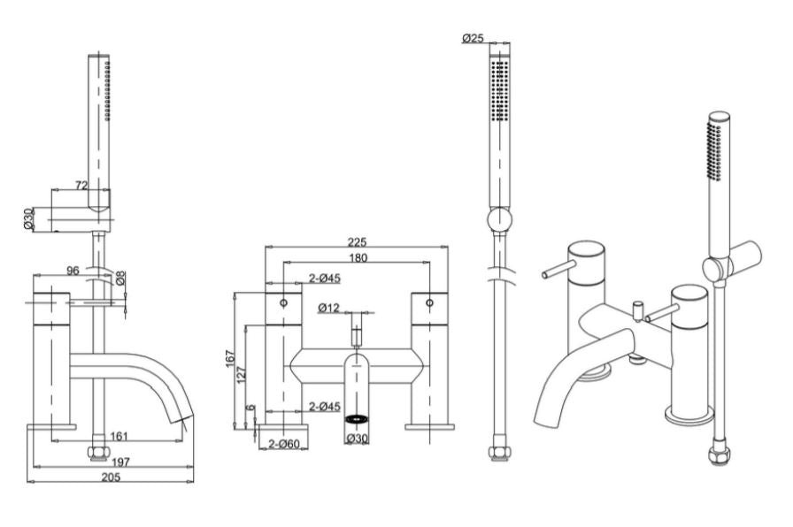 Crosswater MPRO Bath Shower Mixer With Kit Chrome