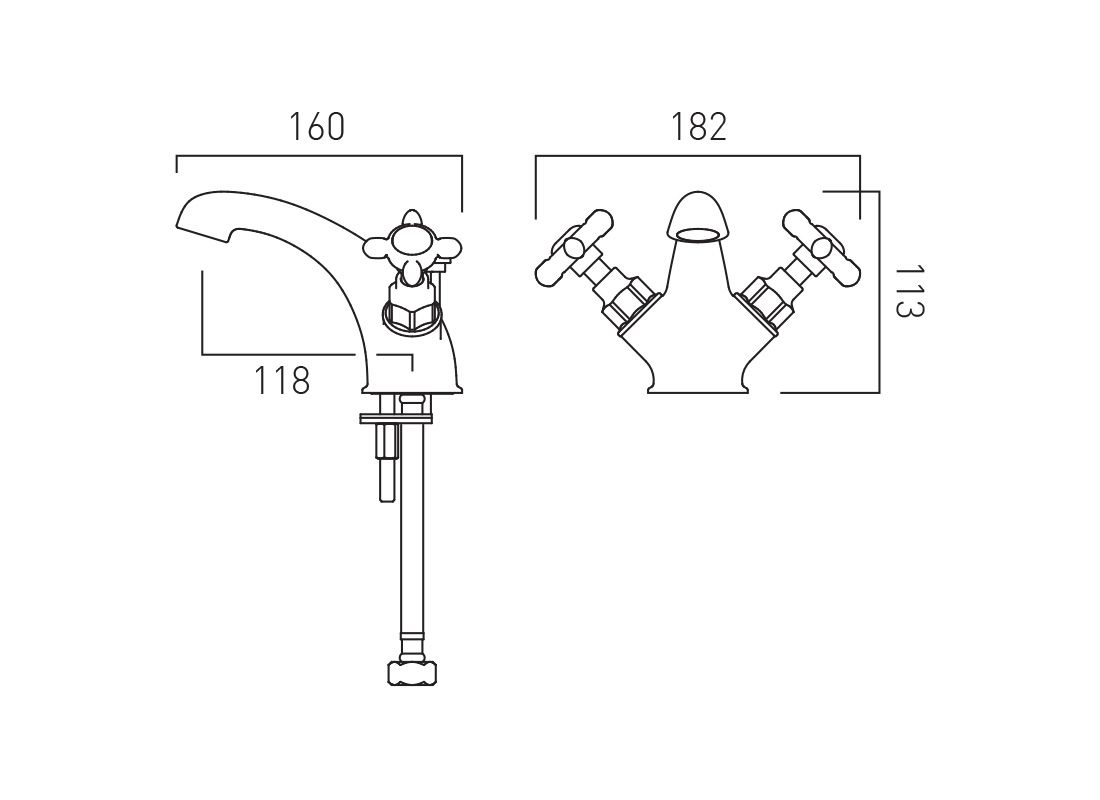 VADO Axbridge Mono Basin Mixer Tap + Pop-Up Waste