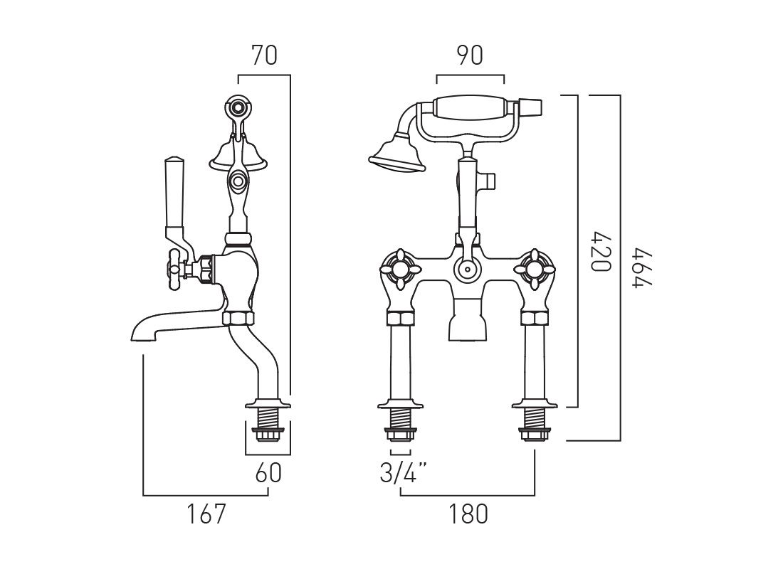 VADO Axbridge Bath Mixer Tap With Shower Kit