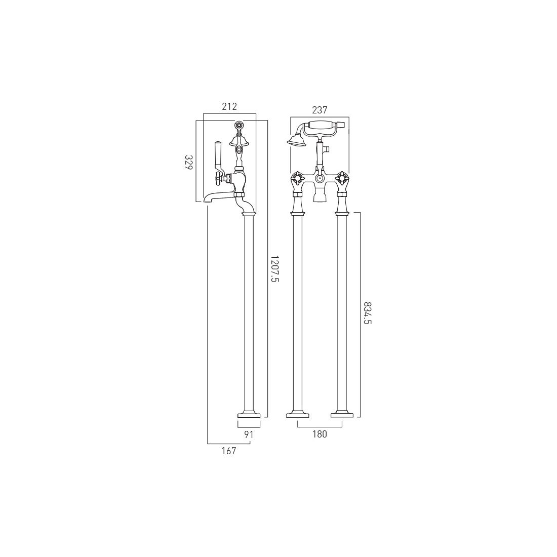 VADO Axbridge Freestanding Bath Mixer Tap + shower kit