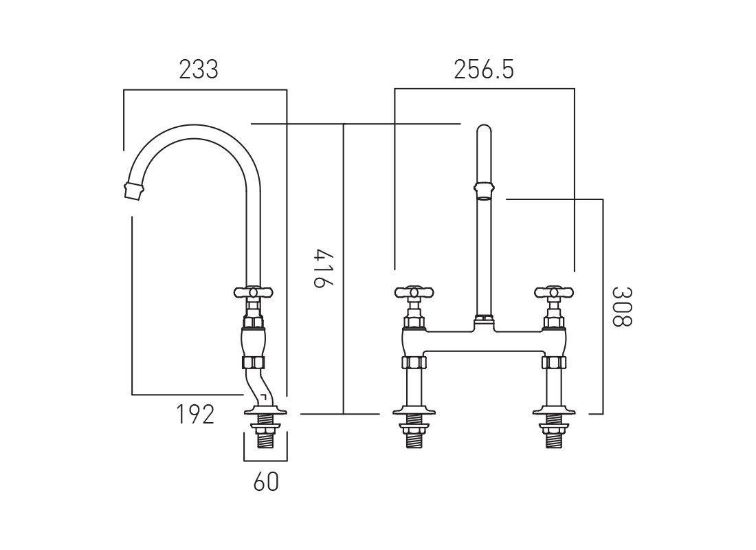 VADO Axbridge Bridge Kitchen Tap Mixer