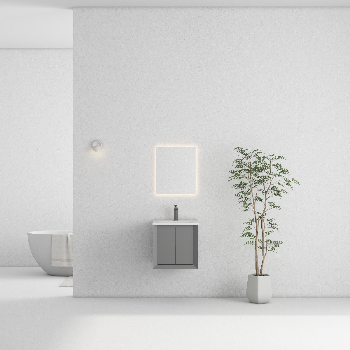 Val 400 2 Door Matt Grey Cabinet and Basin