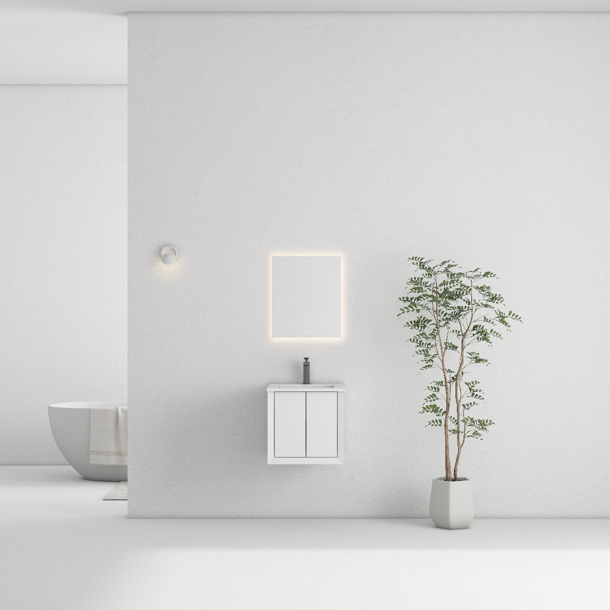 Val 400 2 Door Matt White Cabinet and Basin