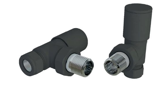 Amp Up Your Space - BDC Matt Black Angled Rad Valves (Pair)