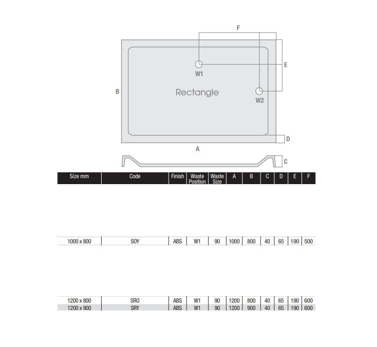 BDC 1200 x 900mm Stone Resin Shower Tray White