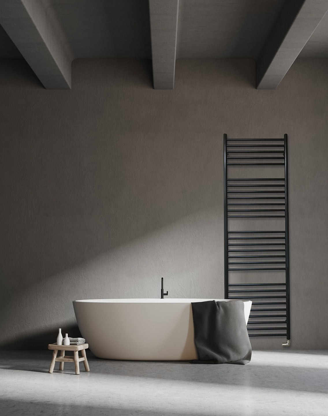 JIS Beacon 1650 x 520mm Stainless Steel Heated Towel Rail Black
