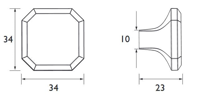 Beveled 34mm x 23mm x 34mm Chrome Door Knob- Bevelled Handle