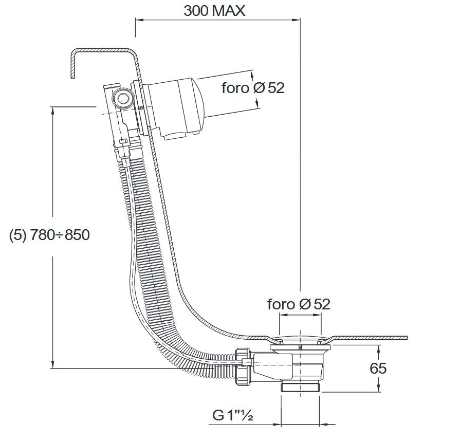 Extended Bath Filler with Pop up Waste