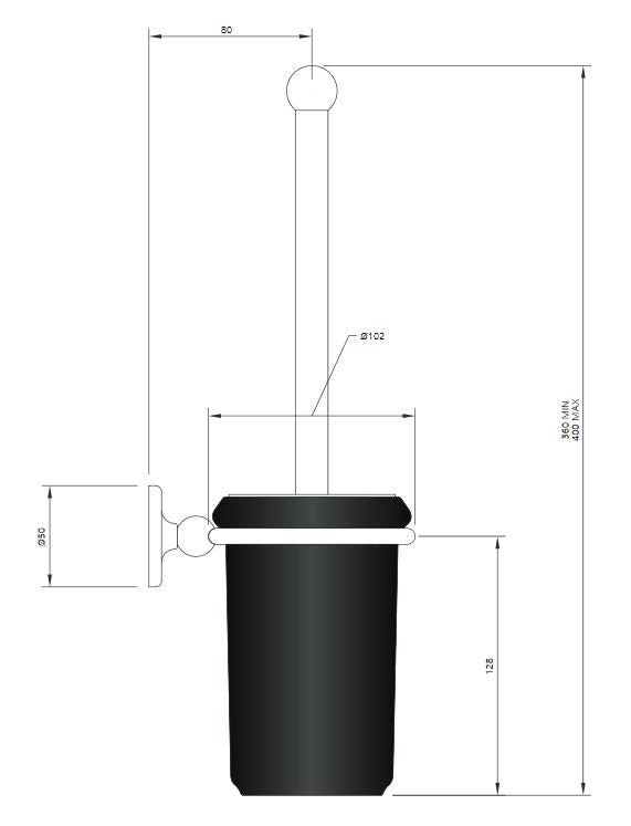 Lefroy Brooks Classic Toilet Brush Holder With Black China - A/Gold