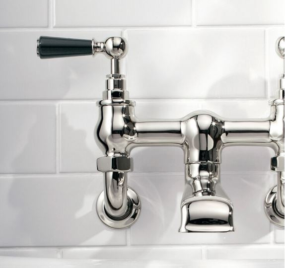 Lefroy Brooks Classic Black Lever Wall Bath Filler - (choose finish)