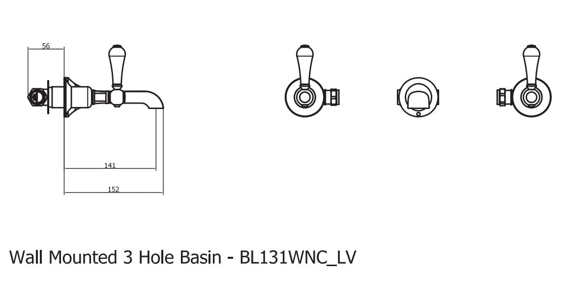 Crosswater Belgravia Lever Wall Mounted Basin Mixer