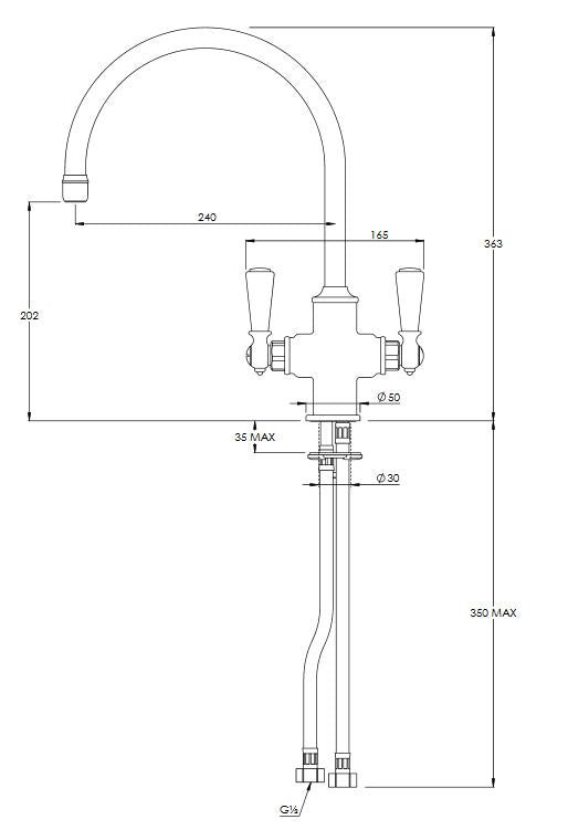 Lefroy Brooks Black Lever Monobloc Kitchen Sink Mixer