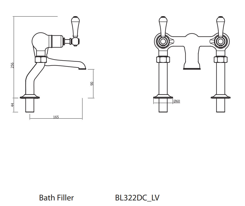 Crosswater Belgravia Lever Deck Mounted Bath Filler Chrome