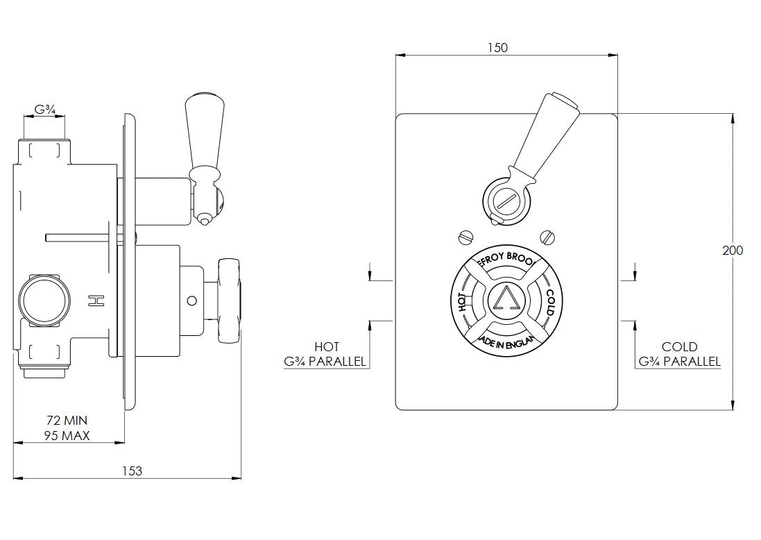 Lefroy Brooks Concealed Thermostatic Shower Mixing Valve