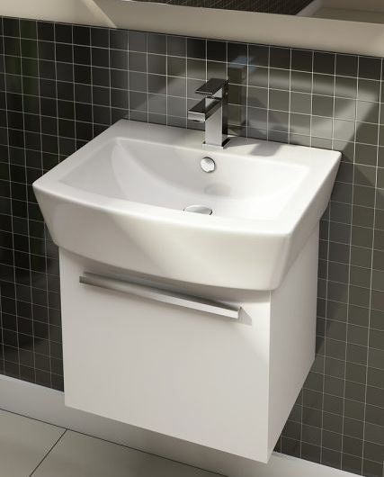 Essentials Bloque 470mm Single Drawer Wall Mounted Unit in White Gloss (Unit Only)