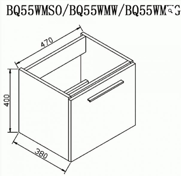 Essentials Bloque 470mm Single Drawer Wall Mounted Unit in Soft Oak (Unit Only)