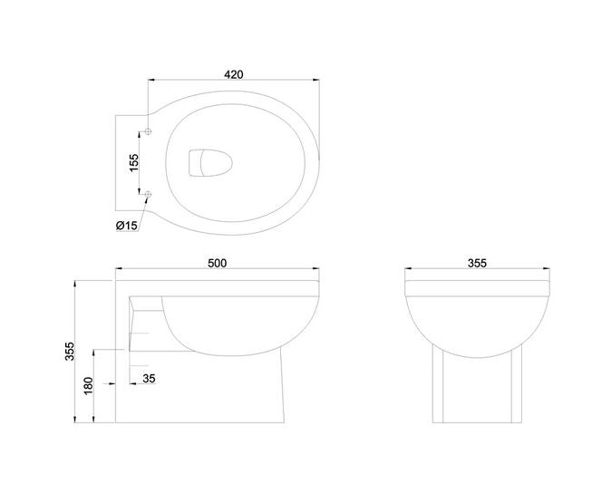 Burlington 355 x 500 x 355mm Round Wall Hung Pan - White