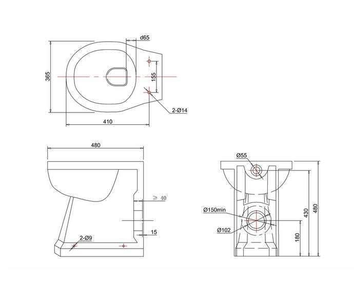 Burlington Regal Round Back-To-Wall Toilets - White