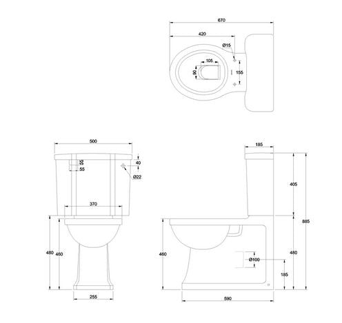 Burlington Arcade Close Complete Coupled WC inc Seat