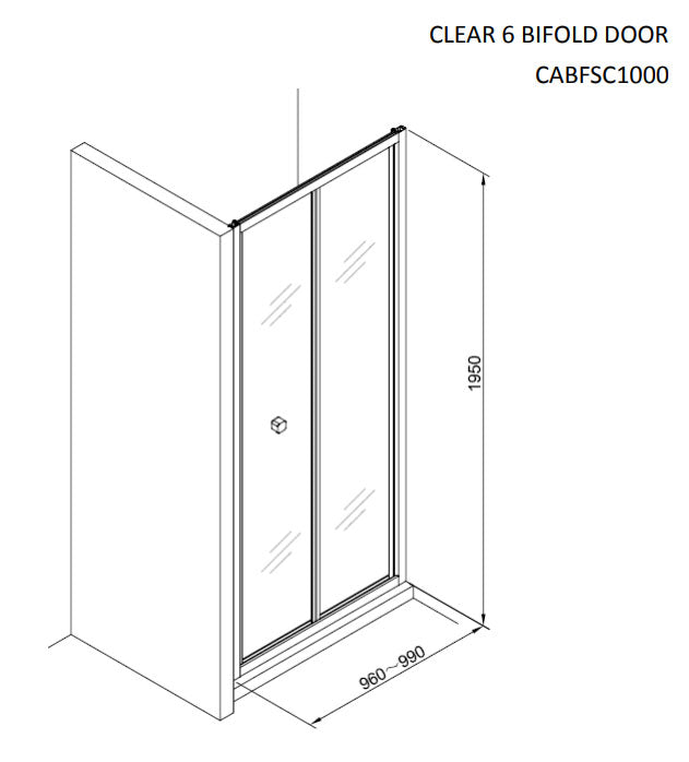 Crosswater Clear 6 Bi-Fold Door 1000mm Silver Frame 6mm