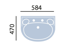 Heritage Dorchester 584 x 470 Basin Medium 3 Tap Hole Only