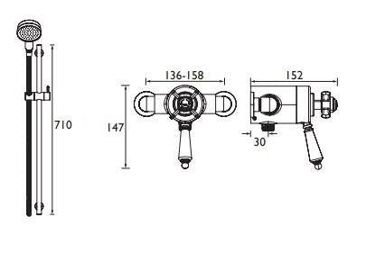 Dawlish Exposed Thermostatic Dual Control Shower Valve