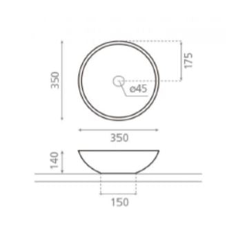 Crosswater Castellon Mini Countertop Basin 350 x 350mm