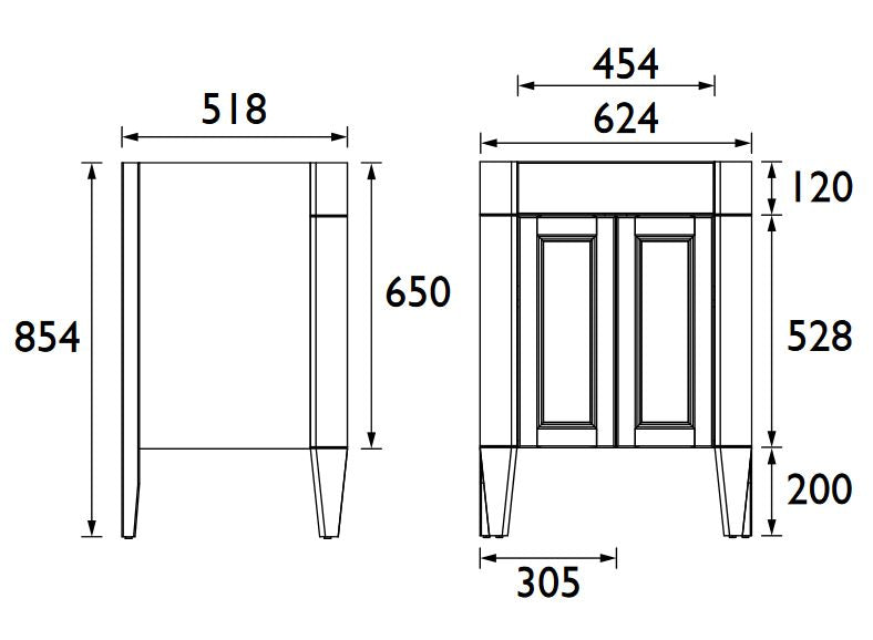 Caversham/Granley Free standing Vanity Chantilly