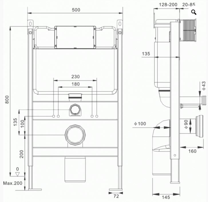 Essentials Reduced Height Wall Hung WC w/ Flush Plate