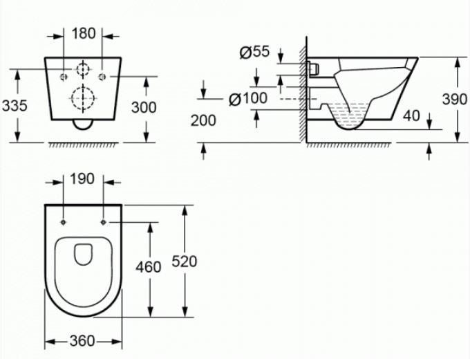 Essentials Arco 520mm Rimless Wall Hung Pan White
