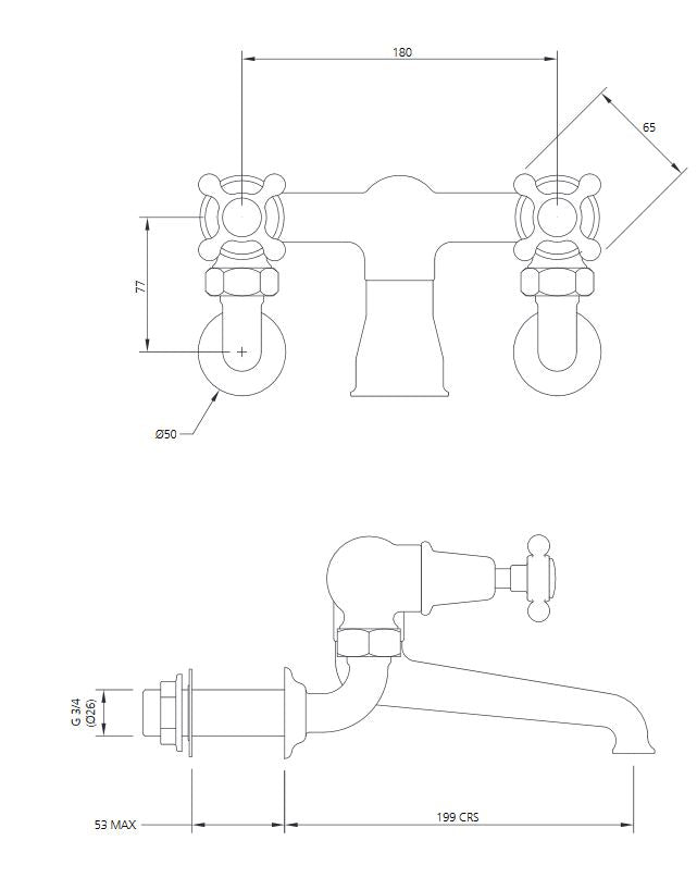 Lefroy Brooks Connaught Wall Mounted Bath Filler - Chrome