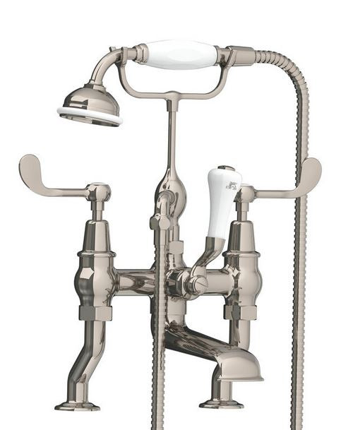 Lefroy Brooks Connaught Lever Deck Mounted Bath Shower Mixer With Hose & Handset (choose finish)