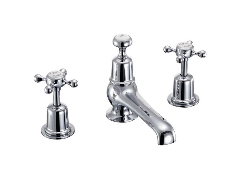 Burlington Claremont 3 Tap Hole Basin Mixer- Pop Up Waste