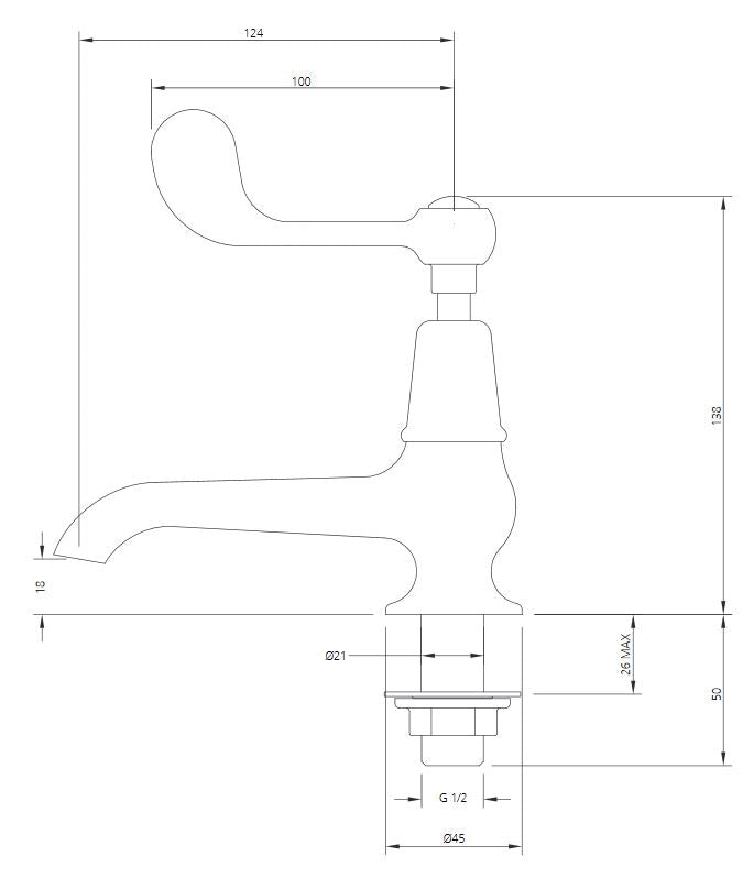 Lefroy Brooks Connaught Lever Long Basin Pillar Taps - Chrome