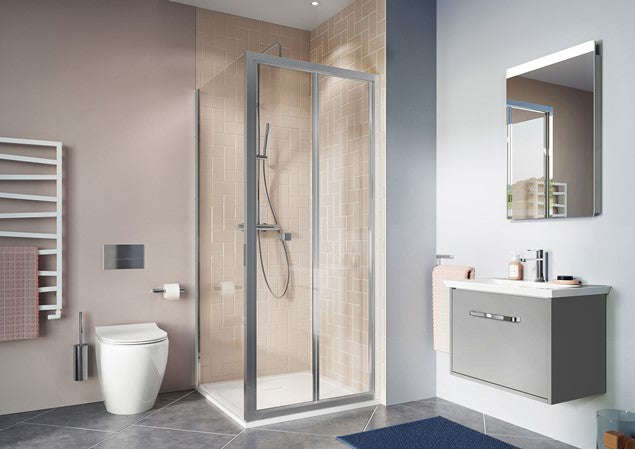Crosswater Clear 6 Bi-Fold Door 1000mm Silver Frame 6mm