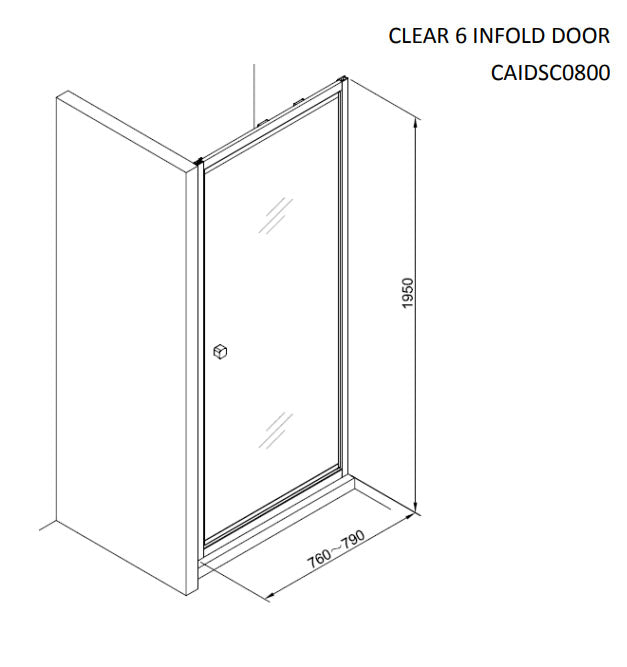 Crosswater Clear 6 800mm Infold Shower Door Clear Glass